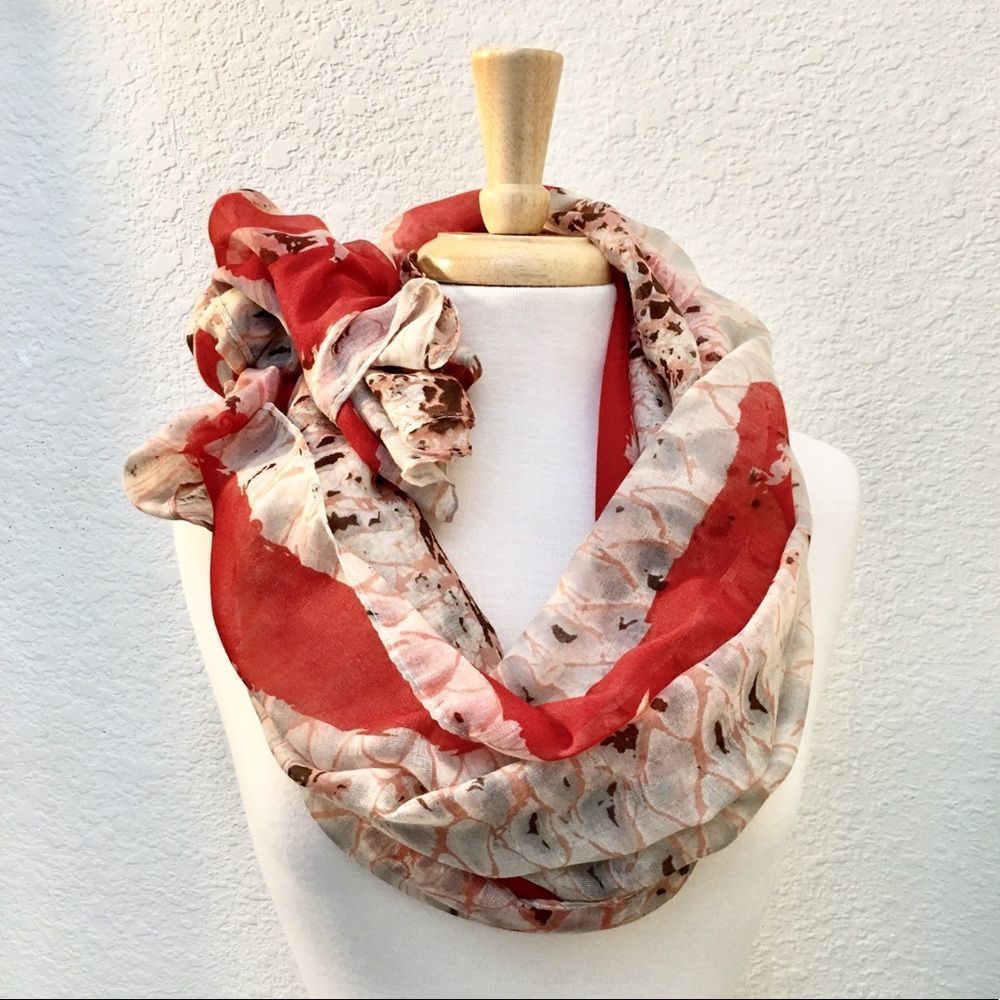 Evelyn K Sheer Python Reptile Print Semi Sheer Big Scarf, NWT